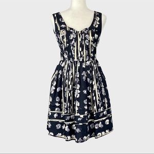 Hanii Y Womens Sleeveless Fit and Flare Dress Navy Blue Floral Print size 6